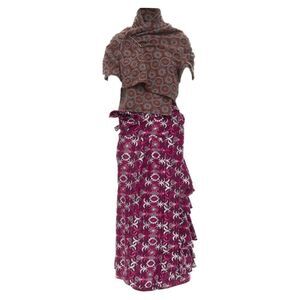 Pre Loved Comme Des Garcons Vintage Floral Ruffle Detail Dress Women multicolor